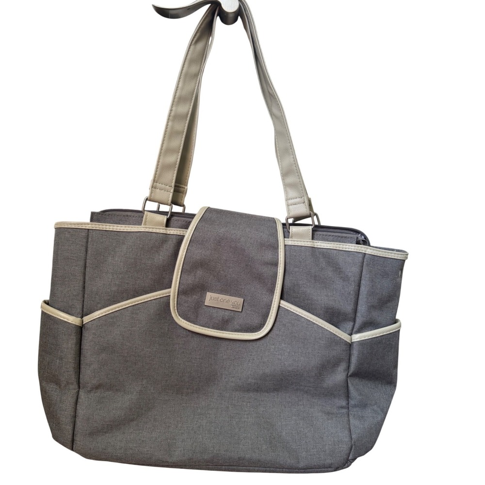 Just One You Made By Carter's Diaper Tote Bag Gray Cream Trim